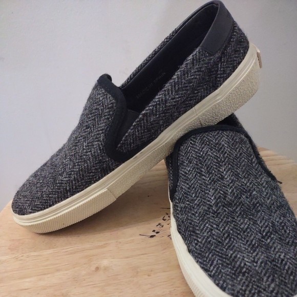 Saint Laurent Paris Gray Wool Black Leather Back Shoes Women's Sz 36 - Picture 5 of 10